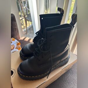 Dr. Martens Black Boots with Yellow Stitching